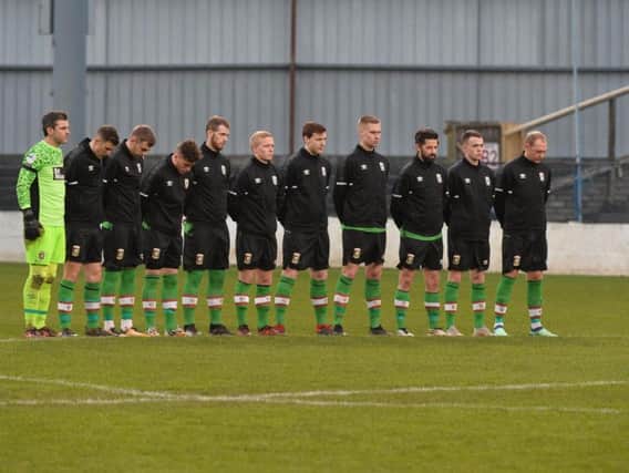 Coleraine and Glentoran observed a minute's silence for Derek McKinley before today's game at the Coleraine Showgrounds. Photo Colm Lenaghan/Pacemaker Press
