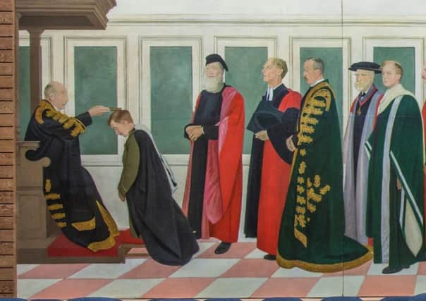 The University of Southampton's Rothenstein Mural shows university officials bestowing an honorary degree upon 'the unknown soldier'. Students' union president Emily Dawes, who sparked outrage when she called for the mural in memory of First World War soldiers to be painted over, has stood down from her role.