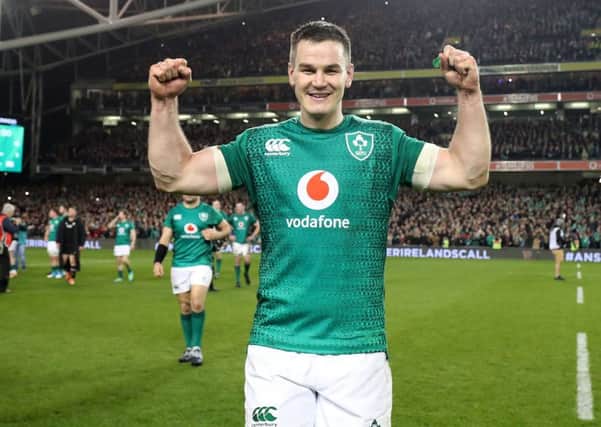 Ireland's Jonathan Sexton celebrates winning