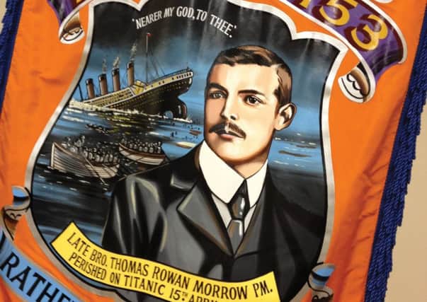 An Orange bannerette in honour of Titanic victim, Thomas Morrow