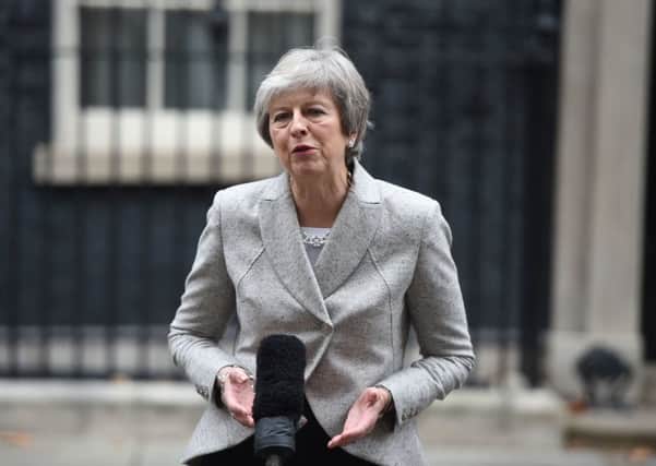 Theresa May makes a statement about Brexit outside 10 Downing Street, London. Photo: David Mirzoeff/PA Wire