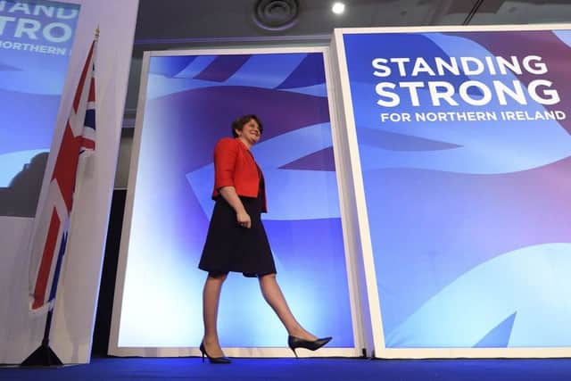 Party leader Arlene Foster during the DUP annual conference at the Crown Plaza Hotel in Belfast. PRESS ASSOCIATION Photo. Picture date: Saturday November 24, 2018. See PA story POLITICS DUP. Photo credit should read: Michael Cooper/PA Wire