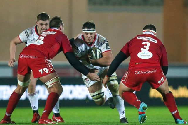 Ulster's Marcell Coetzee on the attack against Scarlets on Friday night