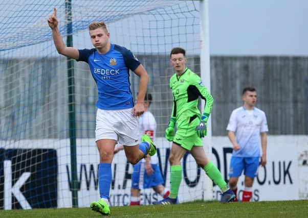 Andrew Mitchell broke the deadlock in Glenavon's win over Ards. Pic by Pacemaker.