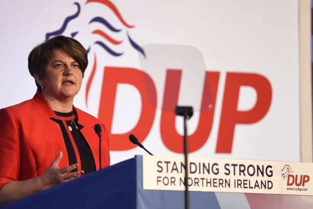 Party leader Arlene Foster speaking during the DUP annual conference at the Crown Plaza Hotel in Belfast. PRESS ASSOCIATION Photo. Picture date: Saturday November 24, 2018. See PA story POLITICS DUP. Photo credit should read: Michael Cooper/PA Wire