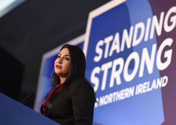 Samantha Sacramento, Minister for Housing and Equality in the Government of Gibraltar speaking at the DUP annual conference at the Crowne Plaza Hotel in Belfast. Photo: Michael Cooper/PA Wire