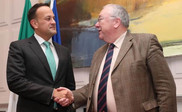 Taoiseach Leo Varadkar (left) meets with the Grand Secretary of the Orange Lodge, Reverend Mervyn Gibson, at Government Buildings