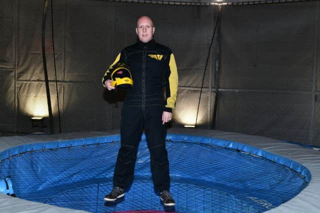 Graeme Cousins before his sky diving experience at We Are Vertigo in Belfast.  Pic Colm Lenaghan /Pacemaker