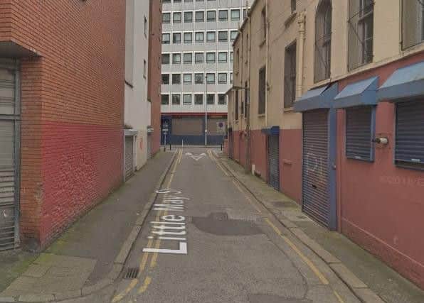The alleged sexual assault occurred on Little May Street in Belfast city centre.