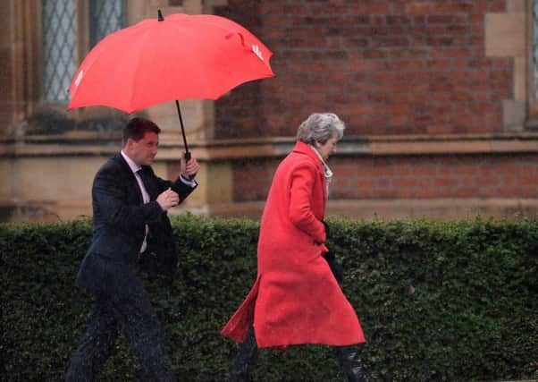 Prime minister Theresa May pictured at Queen's University Belfast in November