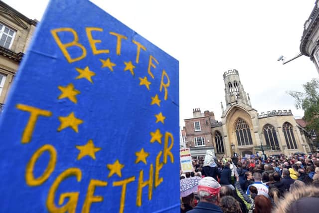 An anti-Brexit rally takes place in St Helen's Square, York, following a march through the city centre: Saturday July 2, 2016