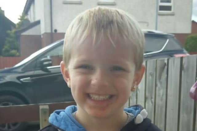 Kai Corkum, 3, died after being struck by a car on the Movilla Road, Newtownards on December 13
