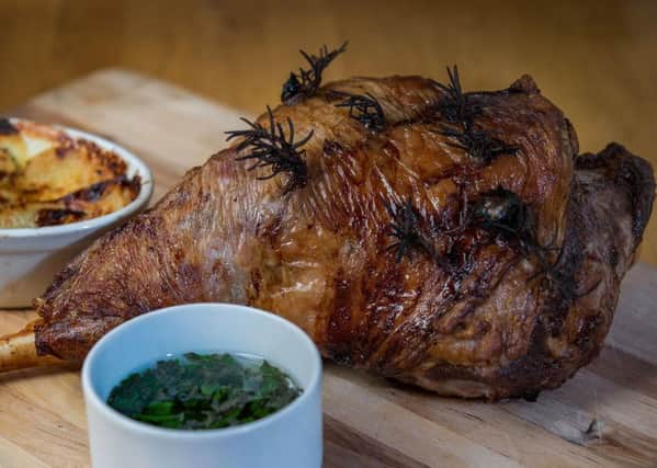 Roast Leg of Spring Lamb, one of the joints selected by SuperValu for a perfect Easter roast dinner. Served with Boulangere potatoes and mint sauce.