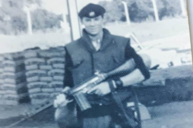 Sixteen-year-old Kieran McCarthy on patrol at the border in the 1970s. He would later quit the Irish army and go on to join the IRA.