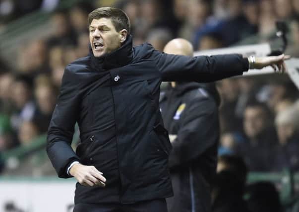 Rangers manager Steven Gerrard shouts instructions to his team