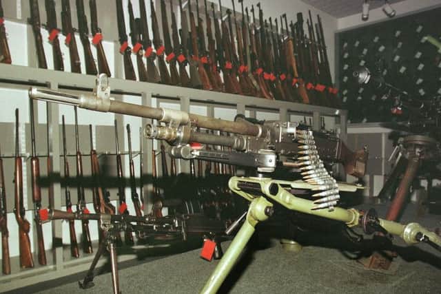 One of the many heavy machine guns recovered by the security forces from the IRA during the Troubles