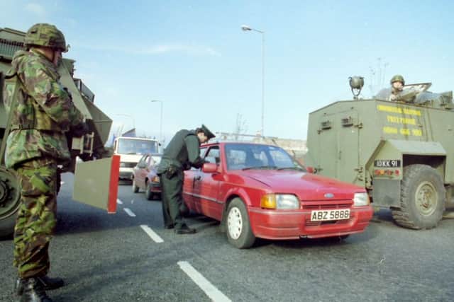An RUC checkpoint in 1993. The two Garda officers said there was an extensive network of links between the RUC and themselves. Picture Pacemaker