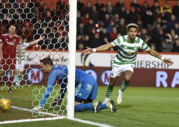 Celtic's Scott Sinclair celebrates scoring his side's third goal