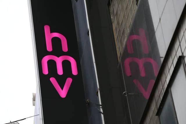 A sign outside the HMV store on Oxford Street in London as the music retailer has filed a notice of intention to appoint administrators amid a cash crisis at the firm: Jonathan Brady/PA Wire