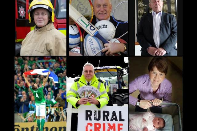 Just some of the receipients of honours in the New Year Honours list

Top row, l-r: Heather Smart, Willie McBride, Finlay Spratt
Bottom row, l-r: Gareth McAuley, Brian Kee, Zoe Boreland