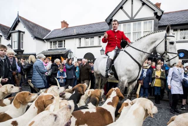 Huntsman Master of the hunt prepare to start the North Down New Year Hunt in Crawfordsburn, Northern Ireland. PRESS ASSOCIATION Photo. Picture date: Tuesday January 1, 2019. Photo credit should read: Liam McBurney/PA Wire
