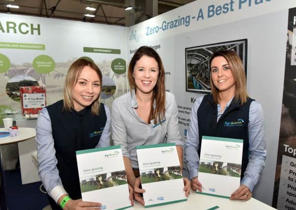Pictured from left: Dr Elizabeth Earle (AgriSearch), Dr Debbie McConnell (AFBI) and Denise Aiken (AgriSearch) with the first copies of the Best Practice Guide at the recent Royal Ulster Winter Fair