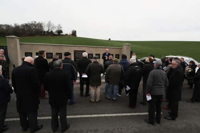 A roadside service was held at the memorial to the 10 Protestant workers shot dead in 1976