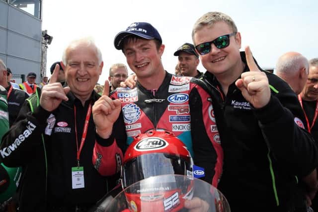 James Cowton won the Saturday Supertwins race at the North West 200 for the McAdoo Racing Kawasaki team.