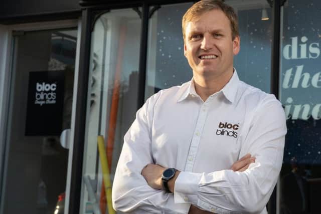 Bloc Blinds founder Cormac Diamond pictured outside the firms Belfast design showroom