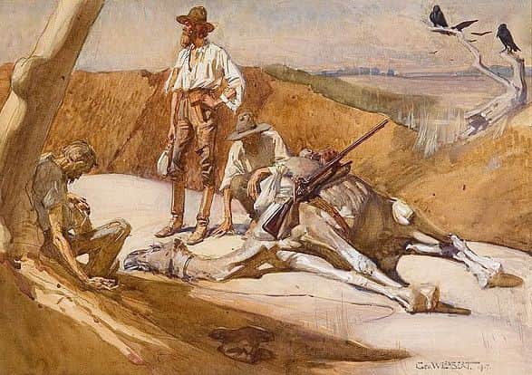 Artist George Lambert's Depiction of Burke, Wills and King. 1907