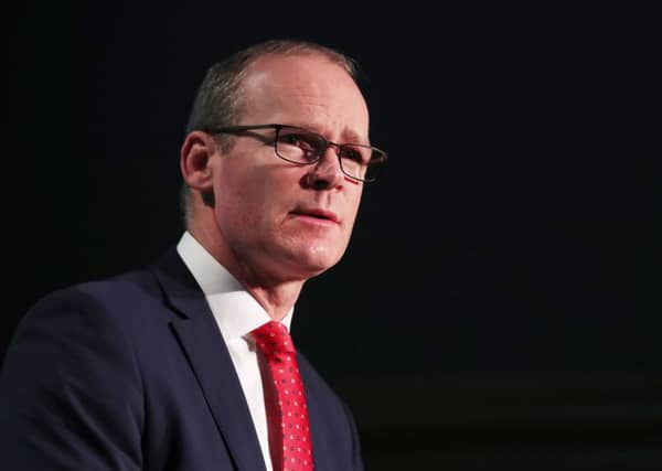 Tanaiste Simon Coveney on stage at the Global Ireland 2025: Making it Happen conference at the Dublin Castle Conference Centre. Pic by Niall Carson/PA Wire