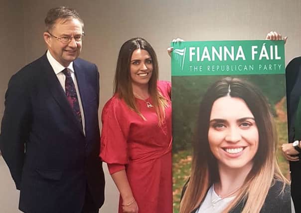 Eamon OCuiv in Omagh with Sorcha McAnespy, the former Sinn Fein west Tyrone councillor, at the abortive launch of her candidacy for Fianna Fail in October last year