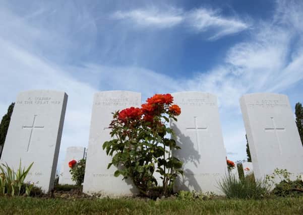 Graves at Tyne Cot Commonwealth War Graves Cemetery in Ypres, Belgium, during a commemoration ceremony to mark the centenary of Passchendaele. PRESS ASSOCIATION Photo. Picture date: Monday July 31, 2017. See PA story MEMORIAL Passchendaele. Photo credit should read: Geoff Pugh/The Daily Telegraph/PA Wire
