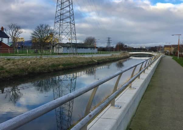 Flood defences beside the Connswater River in east Belfast