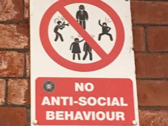 The photograph of the no anti-social behaviour sign in Ballymoney Train Station. (Photo: Sarah Laverty)