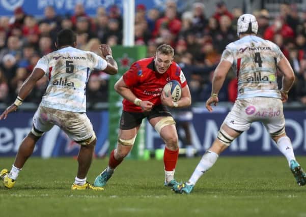 Kieran Treadwell in action for Ulster during the European Champions Cup pool four match against Racing 92 at Kingspan Stadium