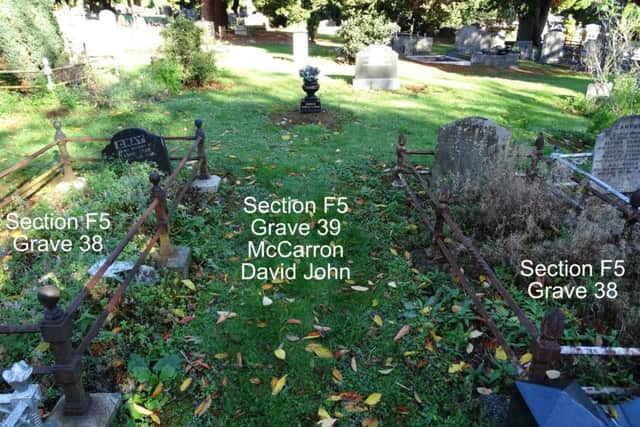 David John McCarron's unmarked plot, Dundonald Cemetery. Photo Nigel Henderson