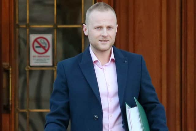 Jamie Bryson outside the High Court on Wednesday