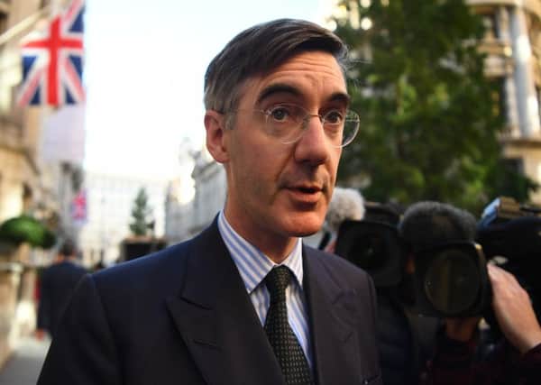 Jacob Rees-Mogg MP arrives at the Institute of Economic Affairs for its Brexit research paper in London in September 2018. Mr Rees-Mogg has praised Arlene Foster for her uncompromising comments on Brexit, but did the same to Theresa May until she went for soft Brexit. Photo: Victoria Jones/PA Wire