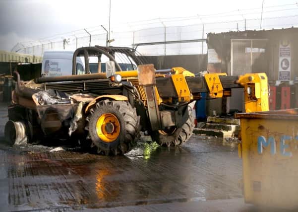 A digger and office were burned out at Ballycastle recycling centre on the Moyarget Road Ballycastle over night. The centre is operated by Causeway Coast and Glens Borough Council. PICTURE STEVEN  MCAULEY/MCAULEY MULTIMEDIA