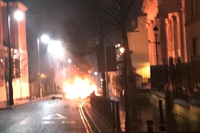 The scene at Bishop Street, Londonderry on Saturday night