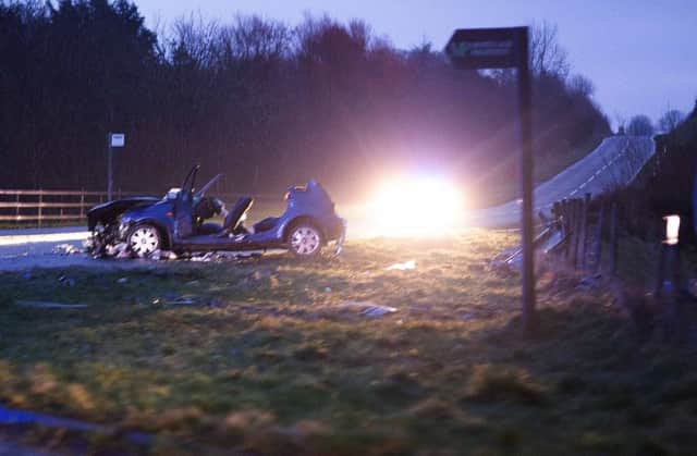 The scene of the serious RTC on the Windyhall Road Macosquin outside Coleraine involving a ford fiesta and a Range rover, seven people were involved, two in the Range Rover and five in the Fiesta, The Air Ambulance attended the scene.Pic Matt Steele/McAuley Multimedia
