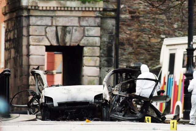 The explosion happened outside the courthouse on Bishop Street in Londonderry on Saturday evening