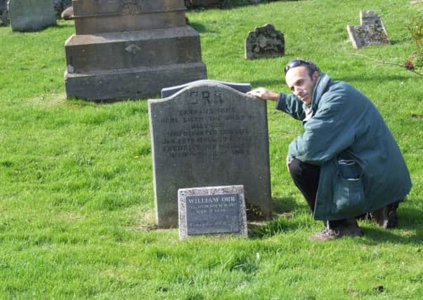 Guy Beiner at the graveside of William Orr