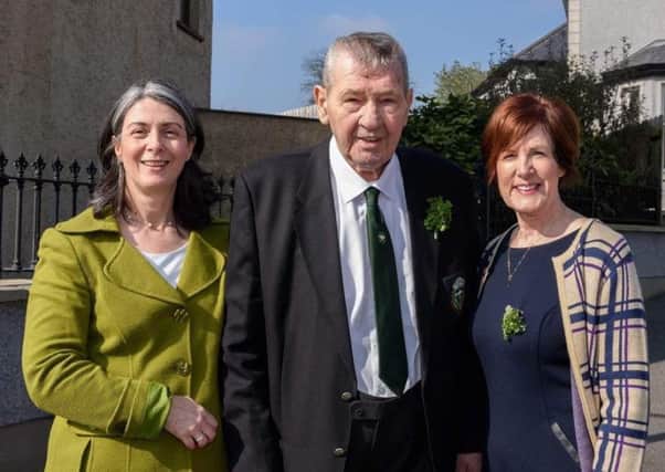 Bobby pictured with Cllr Roisin Lynch and Cllr Noreen McClelland.