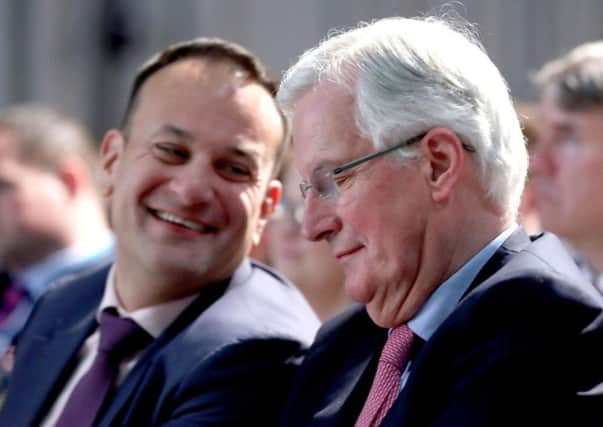 Taoiseach Leo Varadkar (left) and Michel Barnier in Dundalk. Dublin is now implicated in Mr Barniers theological backstop over-reach