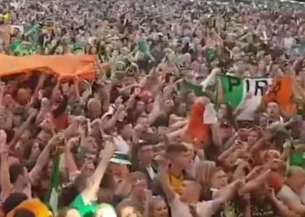 Screengrab from video recorded last August at Feile an Phobal in Falls Park