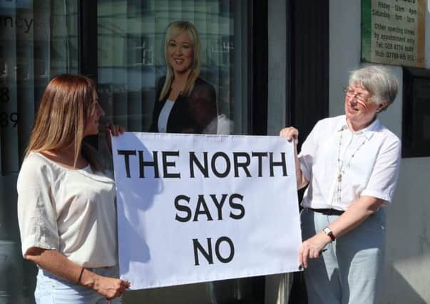 A protest by the Tyrone Pro-Life Network last year outside a Sinn Fein office.