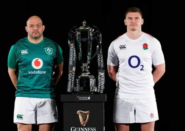 Ireland's captain Rory Best (left) and England's captain Owen Farrell during the Guinness Six Nations launch at The Hurlingham Club