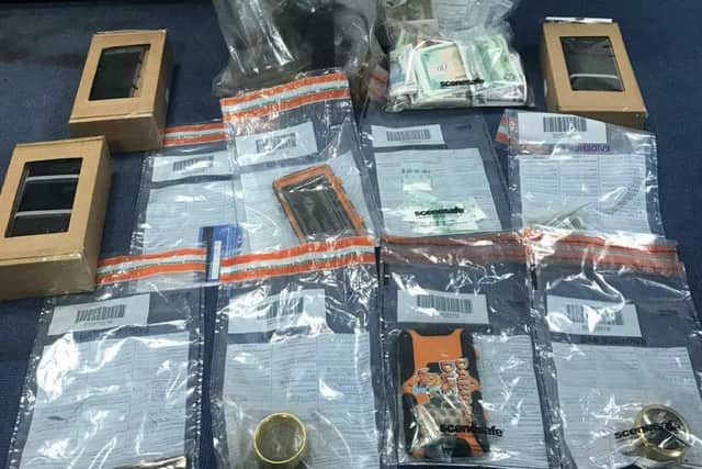 Suspected drugs seized during a raid in Portadown